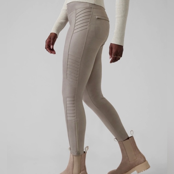 Athleta Delancey Gleam Moto Tight Shine Leggings Bluff Grey Large - Picture 2 of 10